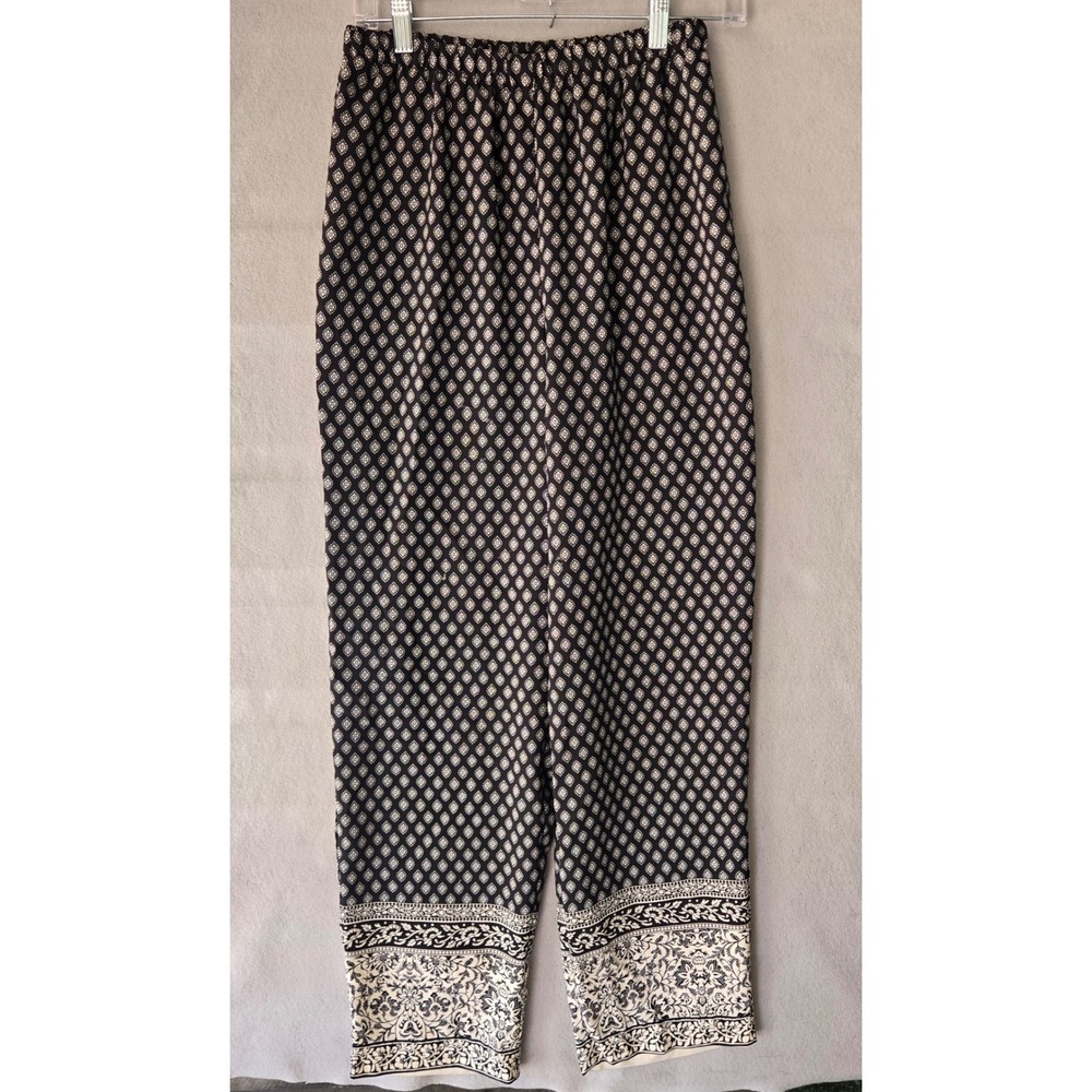 Blair‎ Wide Leg Pull On Pants Womens Small Black White Boho Palazzo Stretch